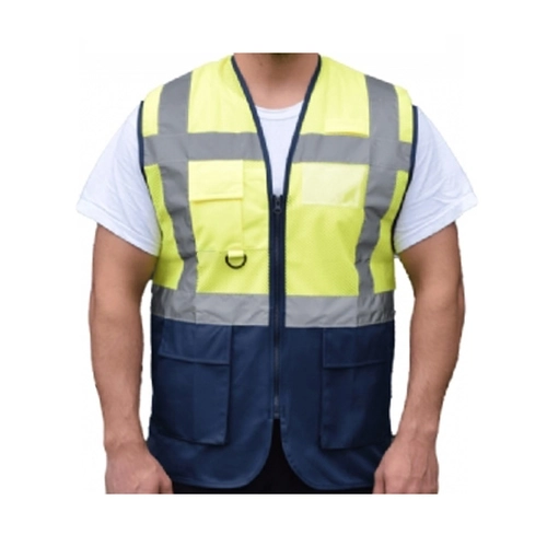 Fileli Premium İkaz Yeleği Sarı - Lacivert